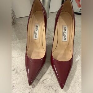 Jimmy Choo Dark Red Patent Leather Heels